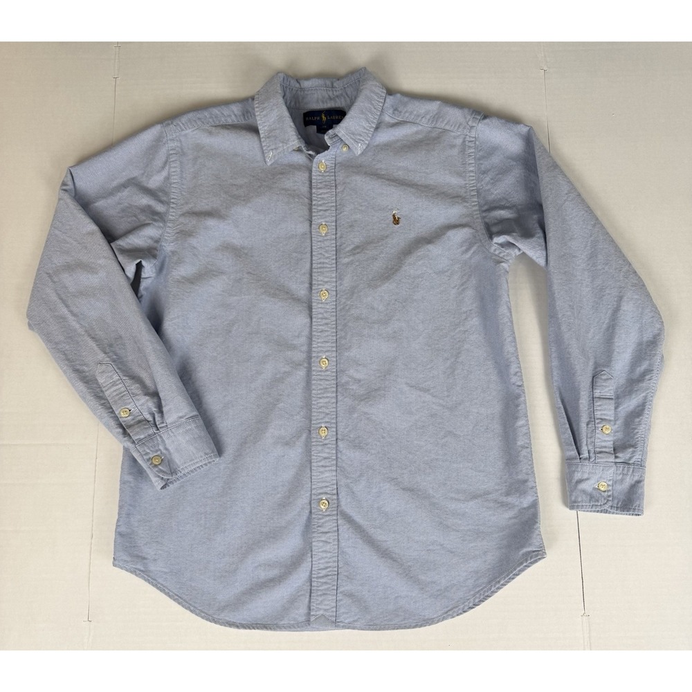 Ralph Lauren Blue Oxford Button-Up Shirt Embroidered Logo 100% Cotton 20/XL Boys
